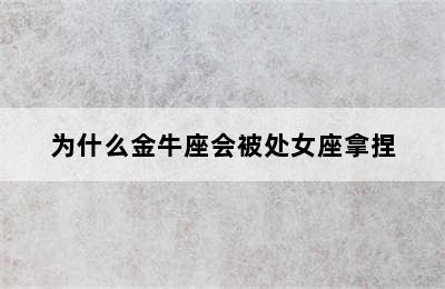 为什么金牛座会被处女座拿捏