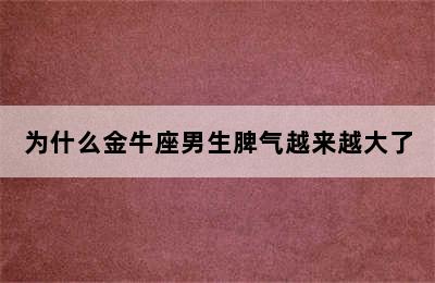 为什么金牛座男生脾气越来越大了