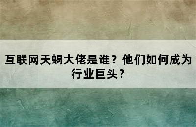 互联网天蝎大佬是谁？他们如何成为行业巨头？