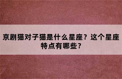 京剧猫对子猫是什么星座？这个星座特点有哪些？