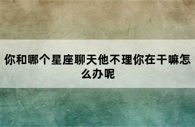 你和哪个星座聊天他不理你在干嘛怎么办呢