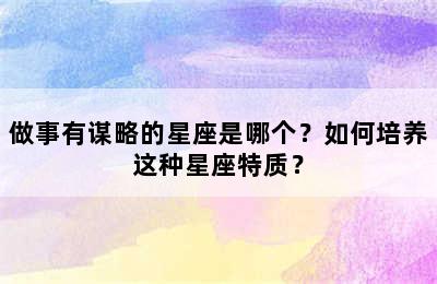 做事有谋略的星座是哪个？如何培养这种星座特质？