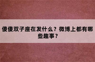 傻傻双子座在发什么？微博上都有哪些趣事？