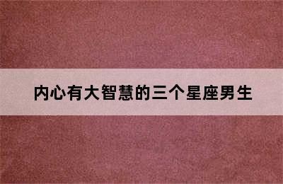 内心有大智慧的三个星座男生