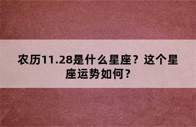 农历11.28是什么星座？这个星座运势如何？