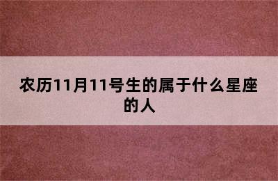 农历11月11号生的属于什么星座的人