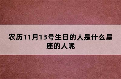 农历11月13号生日的人是什么星座的人呢