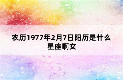 农历1977年2月7日阳历是什么星座啊女