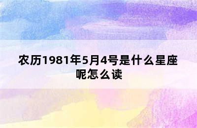 农历1981年5月4号是什么星座呢怎么读