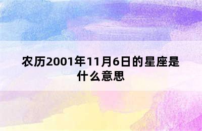 农历2001年11月6日的星座是什么意思