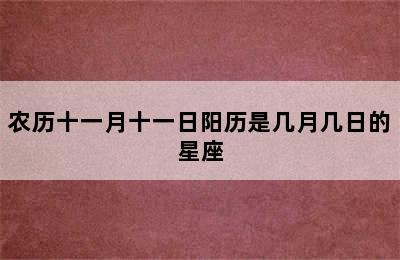 农历十一月十一日阳历是几月几日的星座