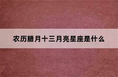 农历腊月十三月亮星座是什么