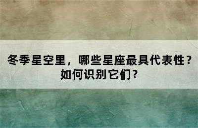冬季星空里，哪些星座最具代表性？如何识别它们？