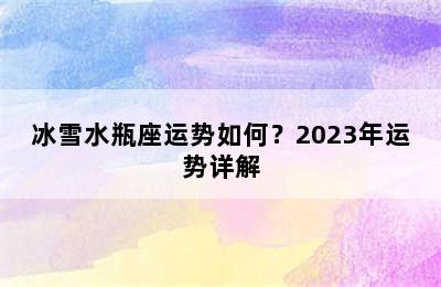 冰雪水瓶座运势如何？2023年运势详解