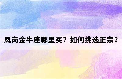 凤岗金牛座哪里买？如何挑选正宗？