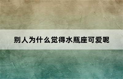 别人为什么觉得水瓶座可爱呢