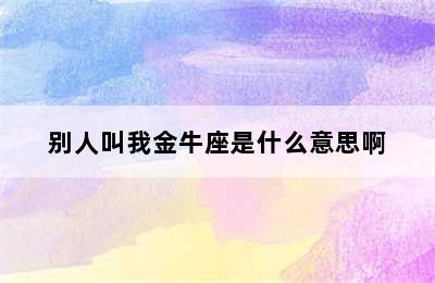 别人叫我金牛座是什么意思啊