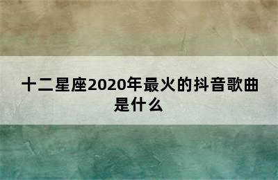 十二星座2020年最火的抖音歌曲是什么