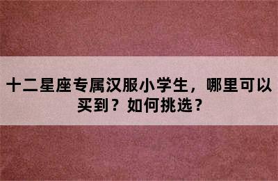 十二星座专属汉服小学生，哪里可以买到？如何挑选？