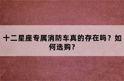 十二星座专属消防车真的存在吗？如何选购？