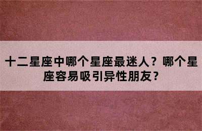 十二星座中哪个星座最迷人？哪个星座容易吸引异性朋友？