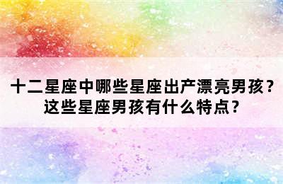 十二星座中哪些星座出产漂亮男孩？这些星座男孩有什么特点？