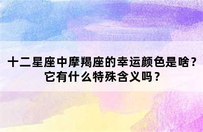 十二星座中摩羯座的幸运颜色是啥？它有什么特殊含义吗？