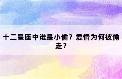 十二星座中谁是小偷？爱情为何被偷走？
