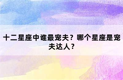 十二星座中谁最宠夫？哪个星座是宠夫达人？