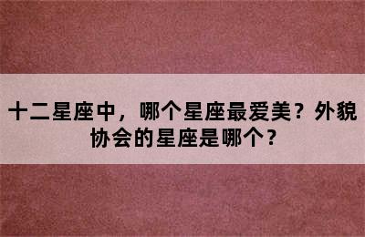 十二星座中，哪个星座最爱美？外貌协会的星座是哪个？