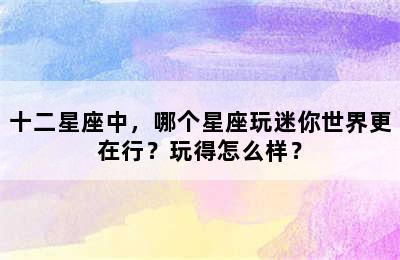 十二星座中，哪个星座玩迷你世界更在行？玩得怎么样？