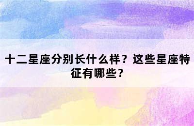 十二星座分别长什么样？这些星座特征有哪些？