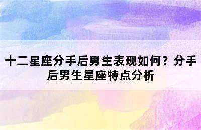 十二星座分手后男生表现如何？分手后男生星座特点分析