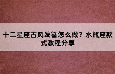 十二星座古风发簪怎么做？水瓶座款式教程分享