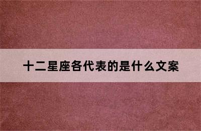 十二星座各代表的是什么文案