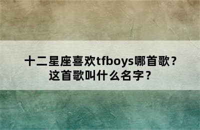 十二星座喜欢tfboys哪首歌？这首歌叫什么名字？