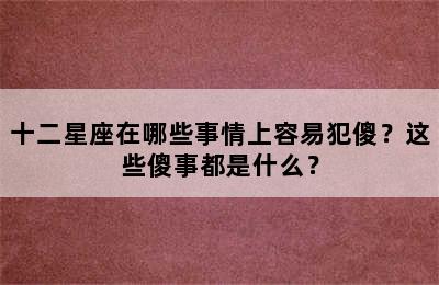 十二星座在哪些事情上容易犯傻？这些傻事都是什么？