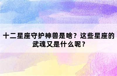 十二星座守护神兽是啥？这些星座的武魂又是什么呢？
