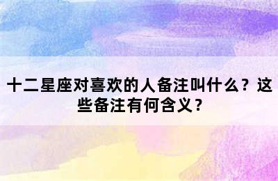 十二星座对喜欢的人备注叫什么？这些备注有何含义？