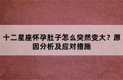 十二星座怀孕肚子怎么突然变大？原因分析及应对措施