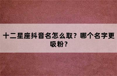 十二星座抖音名怎么取？哪个名字更吸粉？
