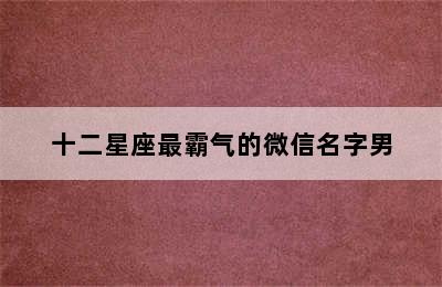 十二星座最霸气的微信名字男