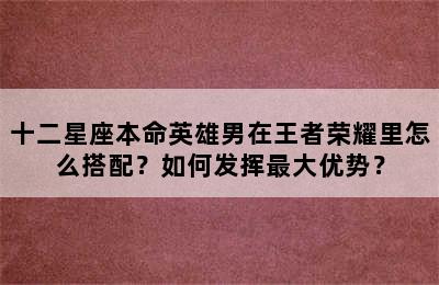 十二星座本命英雄男在王者荣耀里怎么搭配？如何发挥最大优势？
