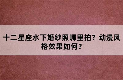 十二星座水下婚纱照哪里拍？动漫风格效果如何？