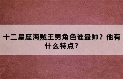 十二星座海贼王男角色谁最帅？他有什么特点？