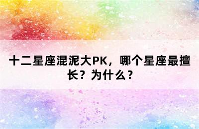 十二星座混泥大PK，哪个星座最擅长？为什么？