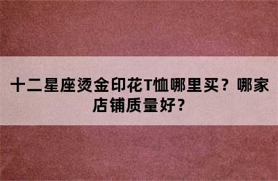 十二星座烫金印花T恤哪里买？哪家店铺质量好？