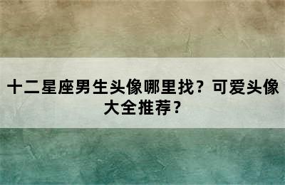 十二星座男生头像哪里找？可爱头像大全推荐？