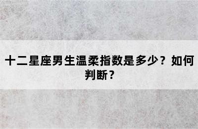 十二星座男生温柔指数是多少？如何判断？