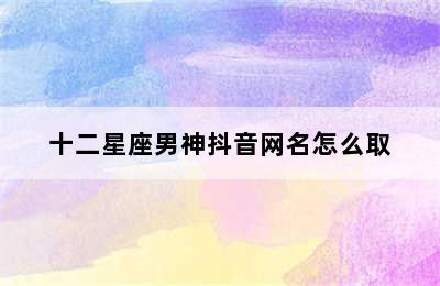 十二星座男神抖音网名怎么取